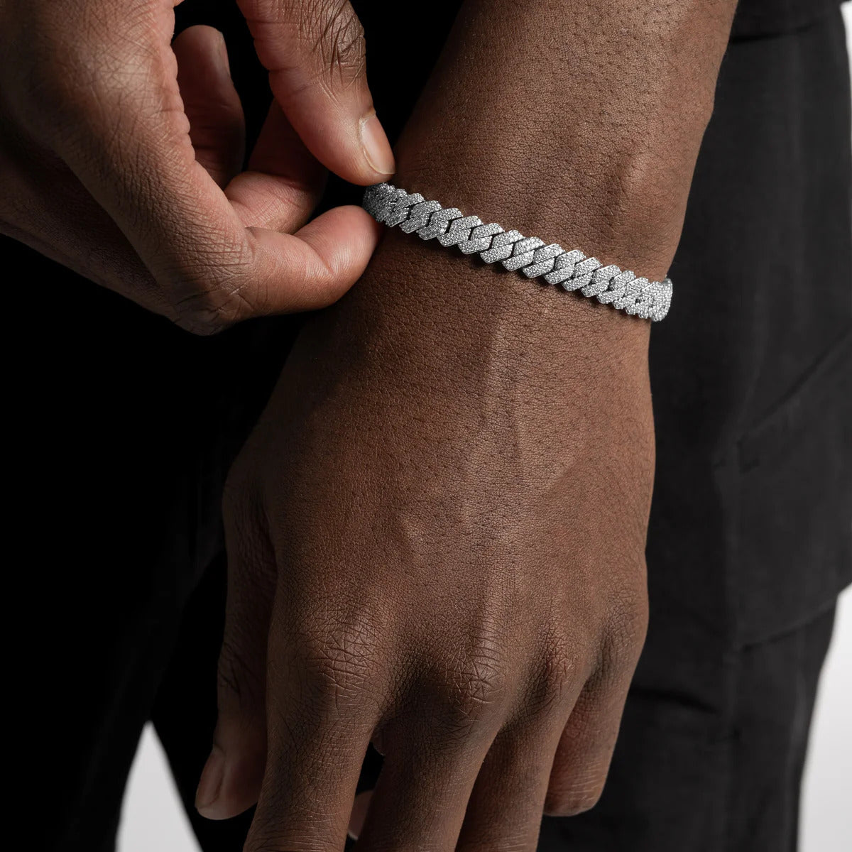 Moissanite Diamond Prong Cuban Bracelet - 8mm