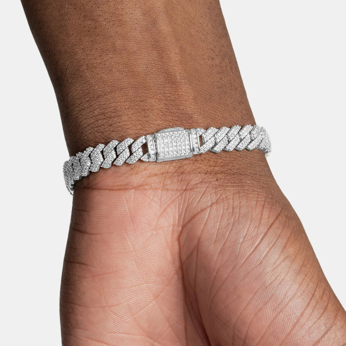 Moissanite Diamond Prong Cuban Bracelet - 8mm