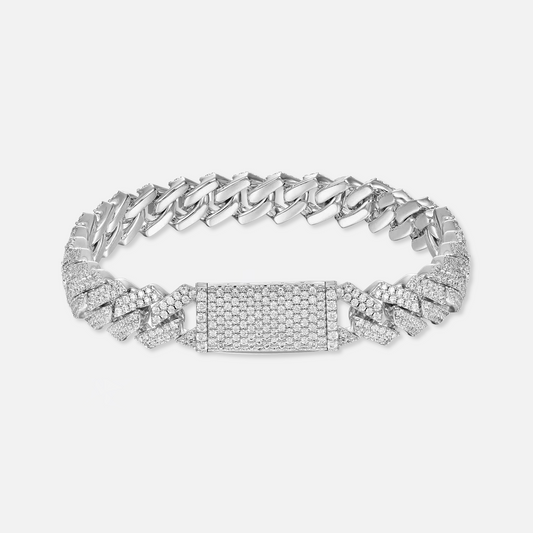Moissanite Diamond Prong Cuban Bracelet - 10mm