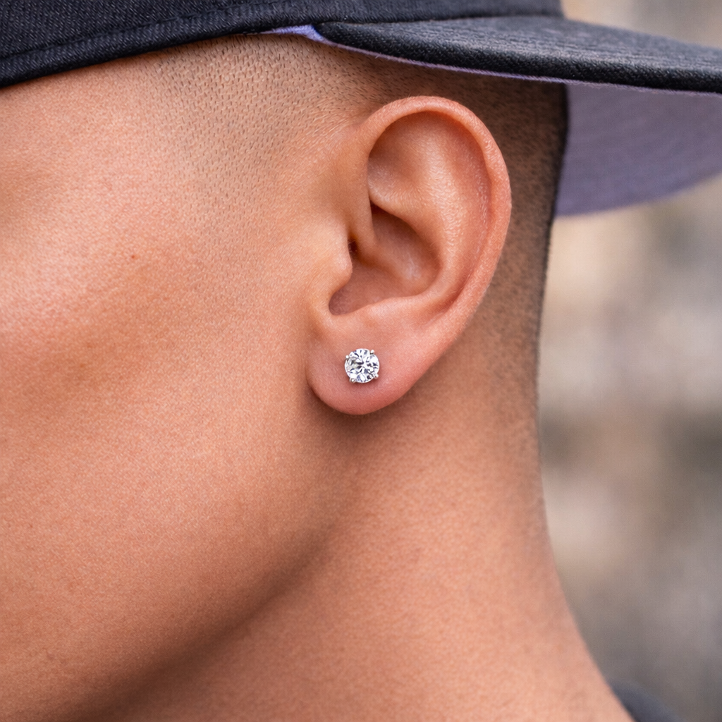 925 Diamond Round Cut Earrings