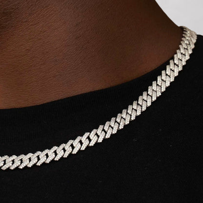 Moissanite Diamond Prong Cuban Chain - 8mm