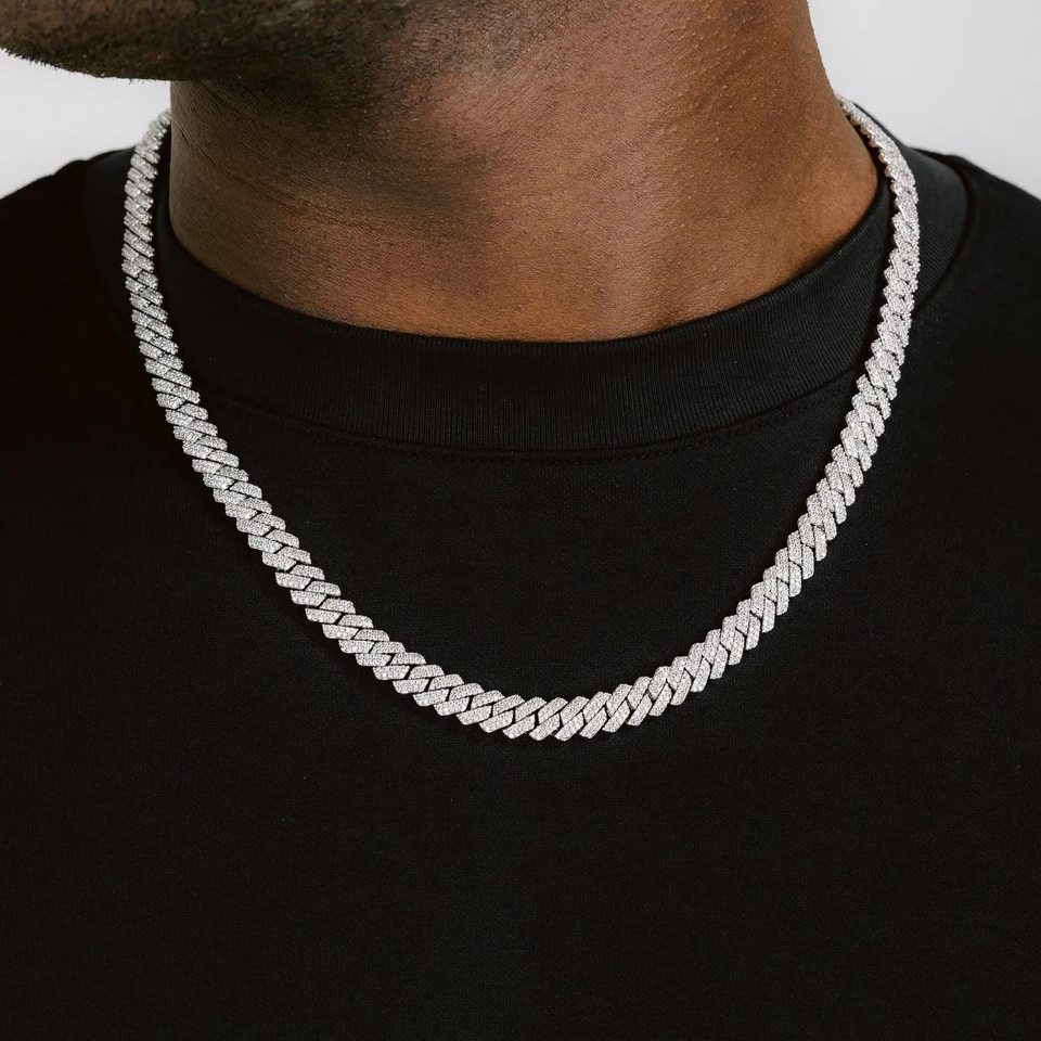 Moissanite Diamond Prong Cuban Chain - 8mm