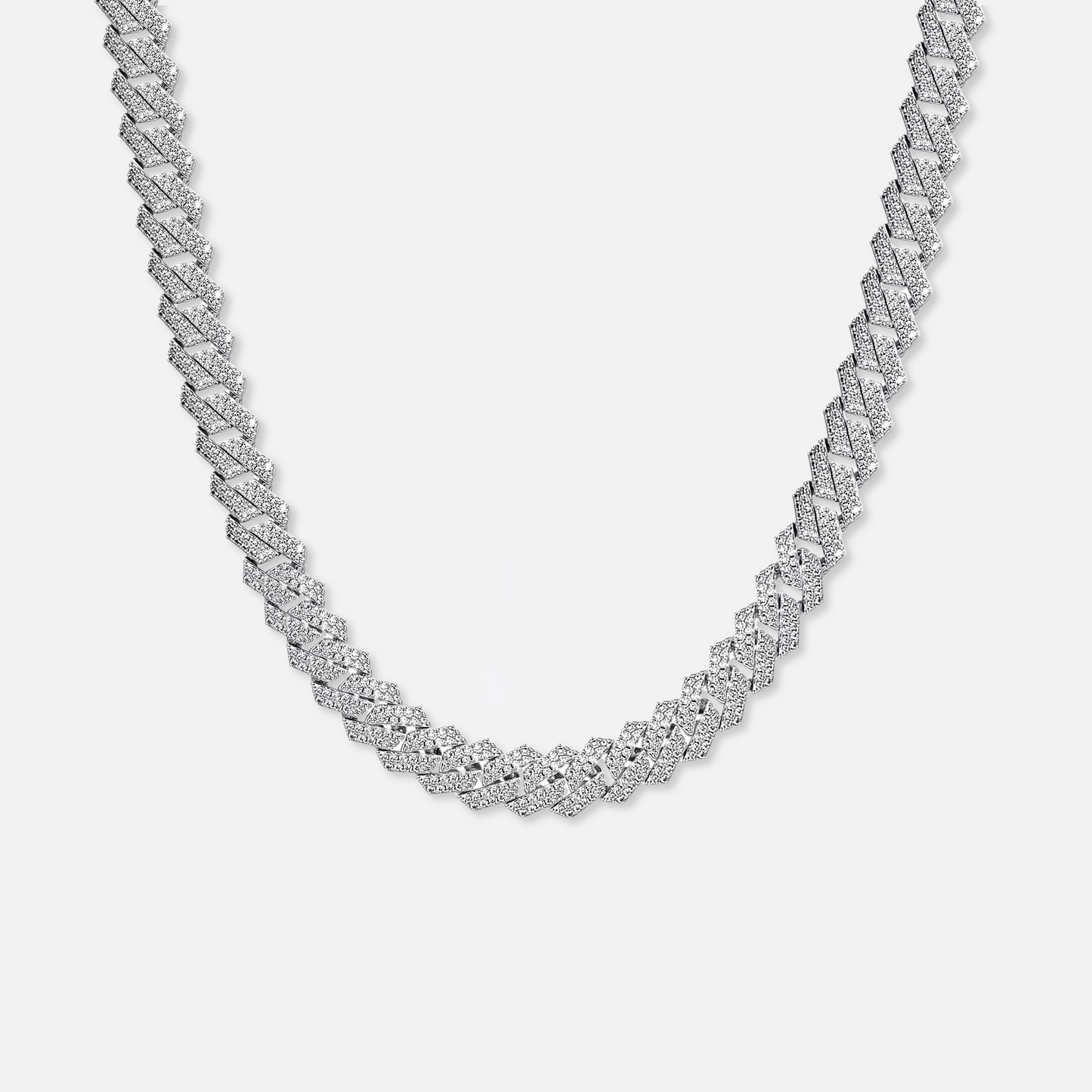 Moissanite Diamond Prong Cuban Chain - 10mm