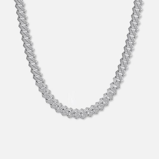 Moissanite Diamond Prong Cuban Chain - 10mm