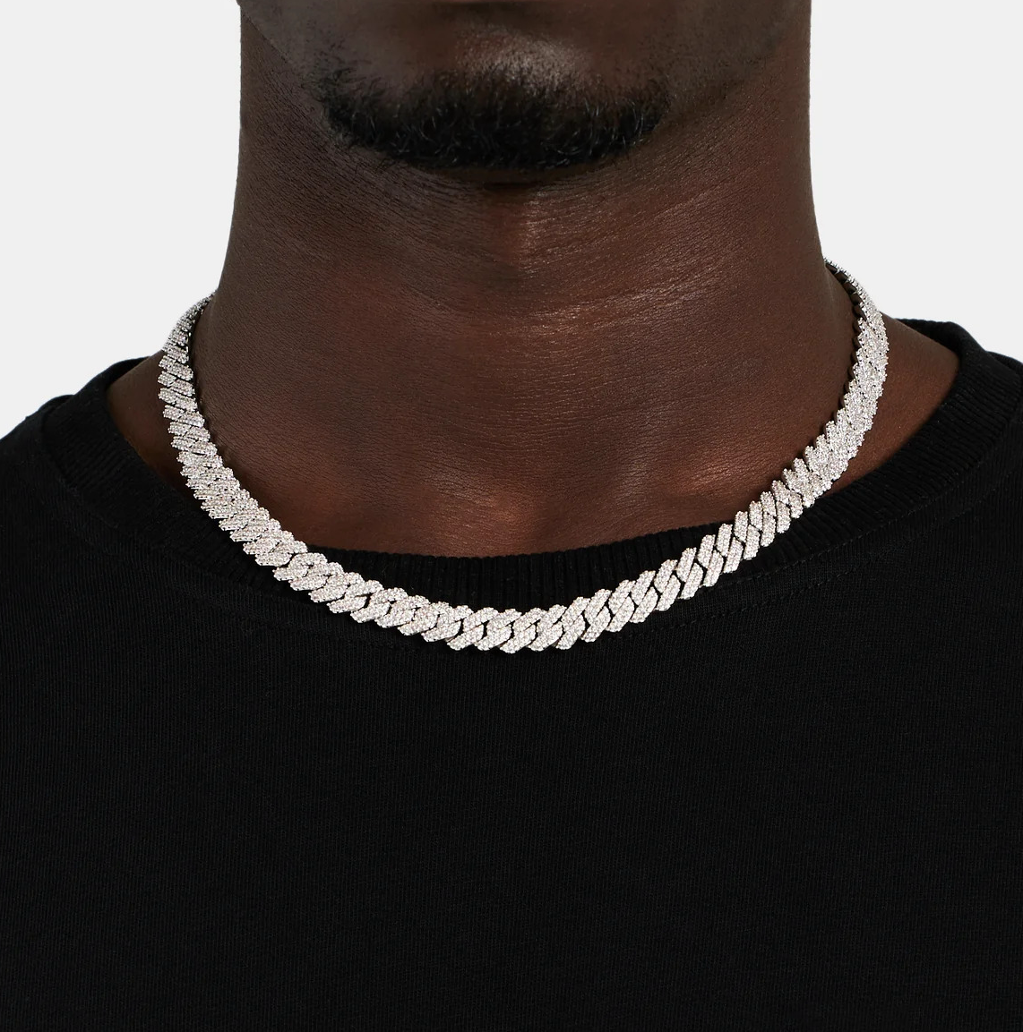 Moissanite Diamond Prong Cuban Chain - 10mm