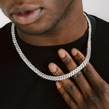 Moissanite Diamond Prong Cuban Chain - 8mm