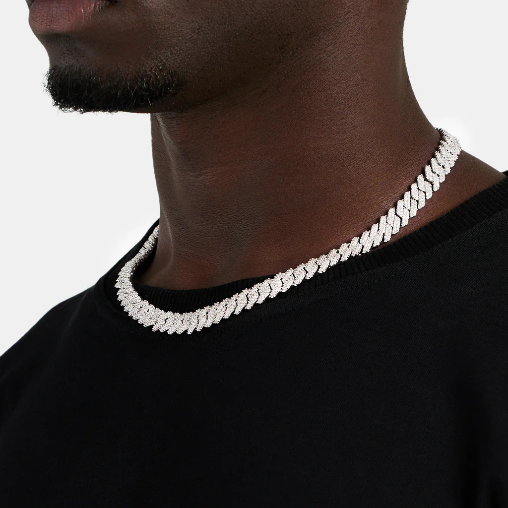 Moissanite Diamond Prong Cuban Chain - 10mm