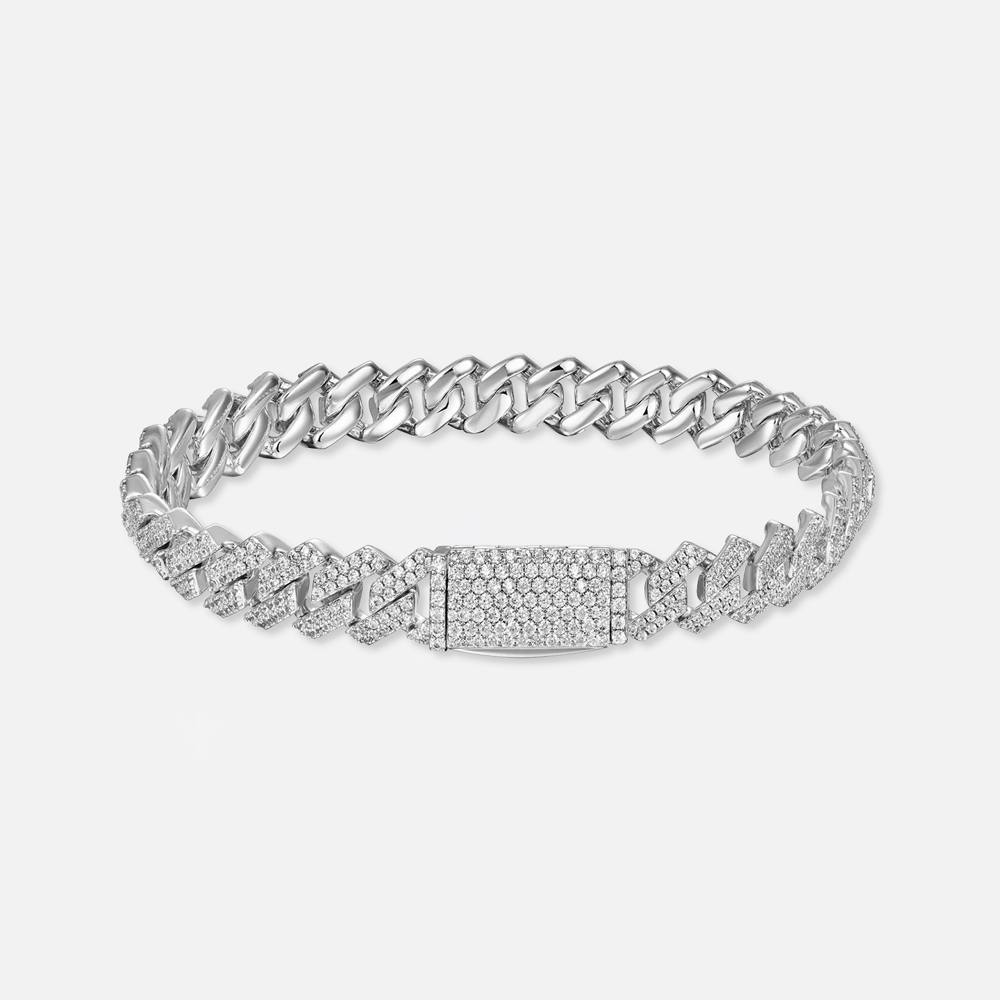 Moissanite Diamond Prong Cuban Bracelet - 8mm