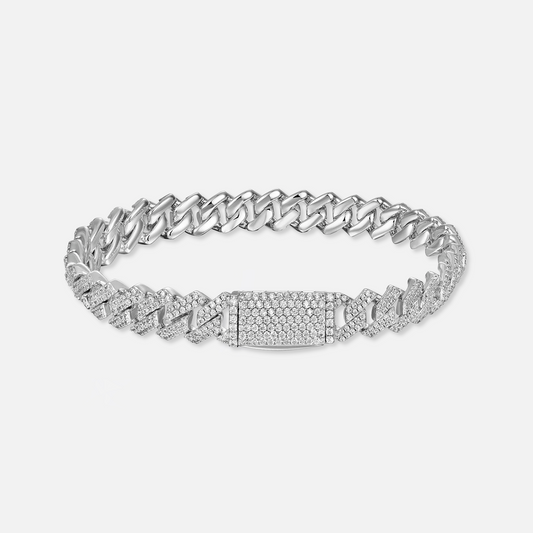 Moissanite Diamond Prong Cuban Bracelet - 8mm